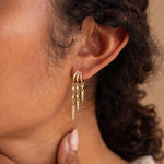 El Regalo Elegant Triple Huggie Hoop Earrings for Girls & Women | Illusion 3-in-1 Stacked Drop Earrings with Dangle Charms | Single Piercing Statement Jewellery | Ideal Gift for Girls & Women