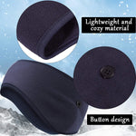 El Regalo Winter Fleece and Polyester Ear Warmers, Headband with Buttons for Facemask for Unisex, Pack of 2 (Grey & Black)
