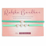 El Regalo 2PCs Pearls Rakhi Combo Set for Bhaiya-Bhabhi/Bhai- Bhatija/Bhatiji- Rakhi Gift Combo with 2 Pearls Rakhi, Roli-Chawal Shagun Pack, Message Card in Gift Box (Neon Green)