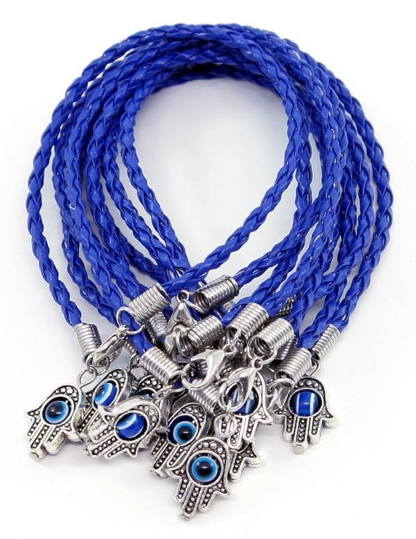 El Regalo 5PCs Evil Eye Hamsa Hand Rakhi Combo - Evil Eye Rakhi Set for Brother with Roli Chawal - 5 Lucky Kabbalah Blue Turkish Evil Eye Rakhi for Bhaiya/Bhai/Brother/Nephew (Dark Blue)