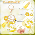 El Regalo Personalized Name Initials Natural Flowers & Bee Charm Keychain - Custom Letter Keyring with Daisy Flower & Honey Bee Pendant, Purse, Bag, Backpack Accessory (Letter S)