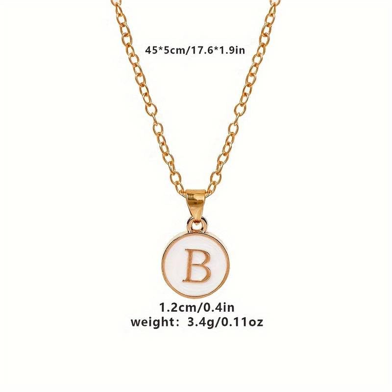 El Regalo Personalized Name Initial Letters Pendant Necklace-Enamelled Name Initials Pendant with Stainless Steel Chain (B),Gold