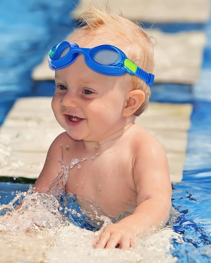 El Regalo Kids Swim Goggles Clear Wide Vision Swimming Goggles Anti Fog Kids Pool Goggles Silicone Frame Children Goggles (upto 9 years old kids) (Blue)