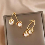 El Regalo Front Back Petals Pearls Stud Earrings- Gorgeous Gold Plated Pearl Drop Bud Earrings for Girls & Women