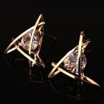 El Regalo Exquisite Triangle Crystal Zircon Earrings- Geometric Hollow Triangle Zircon Stud earrings for Women/Girls (Gold)