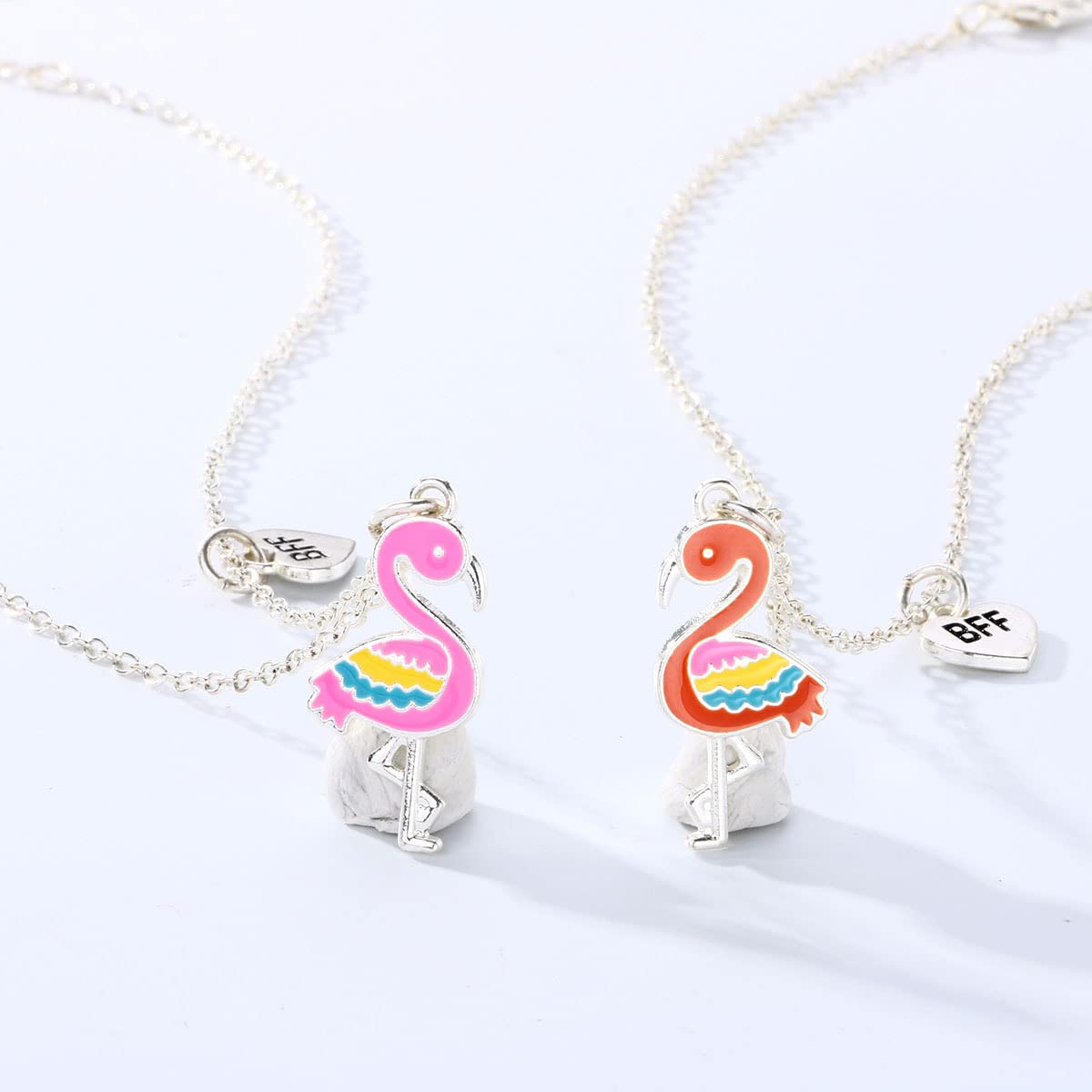 El Regalo 2 PCs BFF Best Friend Forever Split Magnetic Matching Pendant Necklaces Set- Heart, Flower, Swan etc Pendant Friendship Necklaces (BF Swan Pendants) For girls
