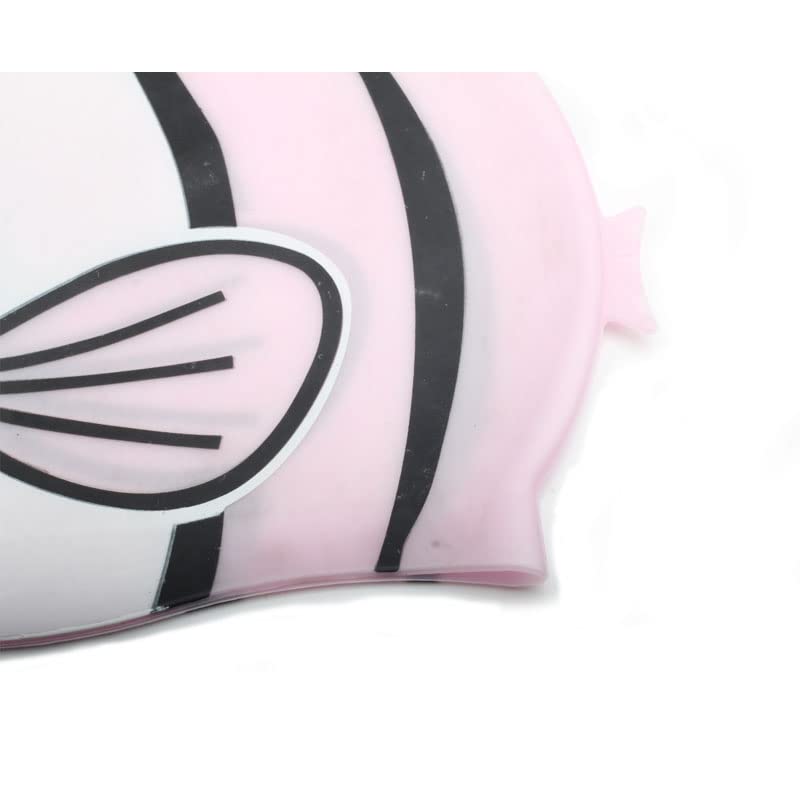 El Regalo Cartoon Fish Swimming Caps for Kids/Girls/Boys (4-16 Years Age Group)- Silicone Waterproof Stretchy Swimming Caps for Girls Boys for Long & Short Hair (Pink)