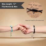 El Regalo 2PCs Magnetic Natural Stones Unisex Bracelets for Couples, Best Friend, Boyfriend & Girlfriend, Long Distance Connecting Bracelets Set- Valentines Day Gift (Turquoise & Black)