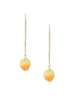 El Regalo Cute & Elegant Flower Bud Drop Long Hook Earrings- Super Elegant & Classy Gradient Color Flower Bud Earrings for Girls & Women, Contemporary Design (Marigold Yellow)