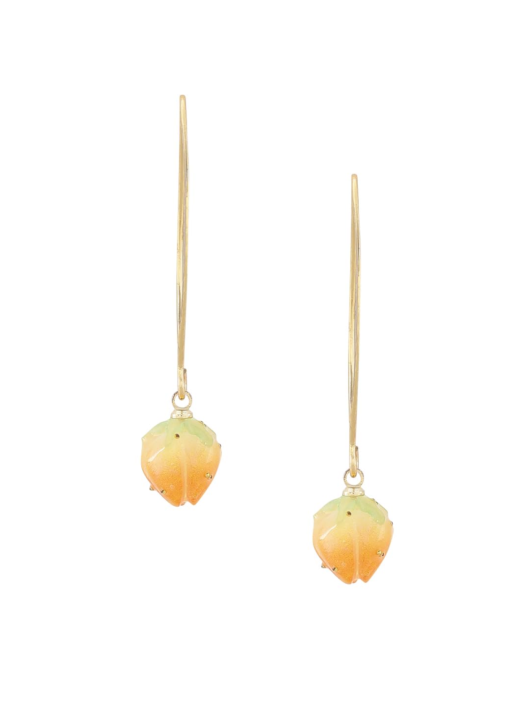 El Regalo Cute & Elegant Flower Bud Drop Long Hook Earrings- Super Elegant & Classy Gradient Color Flower Bud Earrings for Girls & Women, Contemporary Design (Marigold Yellow)