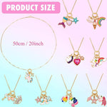 El Regalo 1 PC Kids Enamel Charms Pendant Necklaces For Girls/Teens- Unicorn Rainbow Mermaid Love Heart Starfish Shell Star Pendants Play Necklace Jewelry (Mermaid Star Heart Necklace)