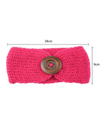 El Regalo Baby Woolen Knitting Infant Button Headbands Turban Head Wrap Knotted Hair Band for Girls & Boys (Rose Pink)