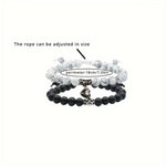 El Regalo Unisex Adult 4Pcs/Set Valentines Day Special- Love Friendship Magnet Heart Bullet Stones Necklace & Bracelet Set For Couples/Best Friends/Besties (Black & White)