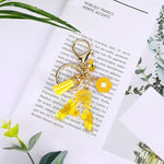 El Regalo Personalized Name Initials Natural Flowers & Bee Charm Keychain - Custom Letter Keyring with Daisy Flower & Honey Bee Pendant, Purse, Bag, Backpack Accessory (Letter A)