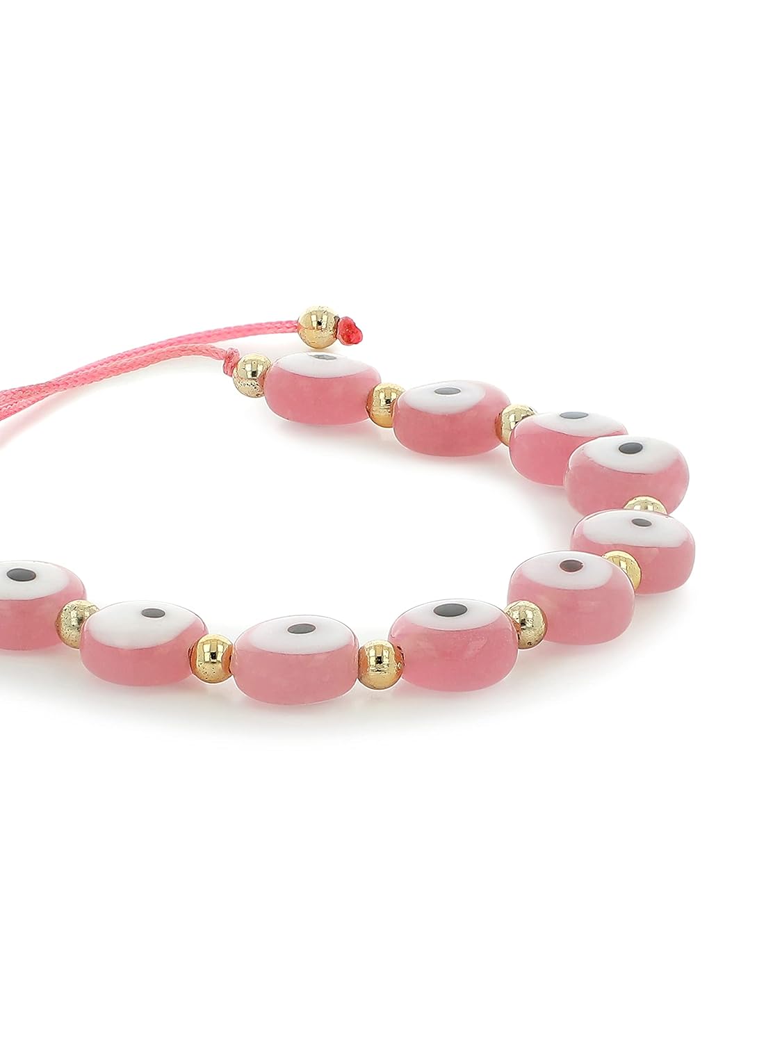 El Regalo Lucky Evil Eye Handwoven Adjustable Unisex Bracelet for All- Protection Lamp-work Glass Beads Evil Eye Bracelets for Kids/Teens/Girls/Boys/Men/Women (Love Pink Evil Eye Bracelet)