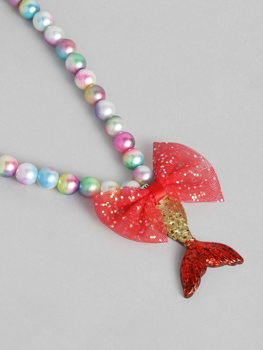 El Regalo Mermaid Princess Girls Kids Necklace & Bracelet Set with Coin Pouch - Sequins Mermaid Tail Coin Purse Necklace Bracelet Gifts for Girls/Kids/Toddlers (Red)