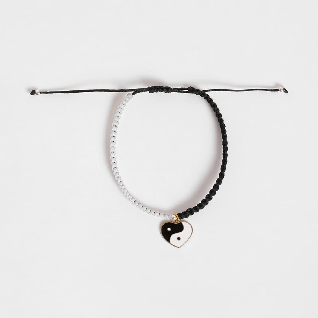 El Regalo 2 PCs Yin Yang Heart & Diamond Charms Handmade Macrame Unisex Couple Bracelets Set | Yin Yang Bracelet Set for Best Friends/Besties