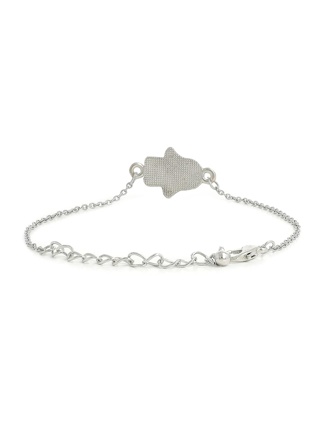 El Regalo 1PC Hamsa Hand CZ Evil Eye Chain Rakhi for Brothers | Lucky Evil Eye Rakhis with Roli Chanwal, Rakhi Message card in Rakhi Gift Box for Bhai/Bhabhi/Niece or Nephew (Silver Hamsa Hand)