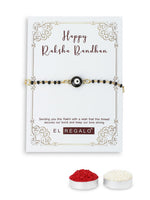 El Regalo Cute Evil Eye Nazaria Bracelet Rakhi for Babies/Kids with Roli Chawal, Rakhi Message card in Rakhi Gift Box- Baby Nazaria Rakhi (Black Evil Eye Nazaria Rakhi)