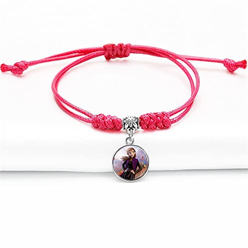 El Regalo 2 PCs Frozn Princess Bracelets for Girls | Faux Leather Adjustable Princess Bracelets (Rose Pink & Sky Blue)