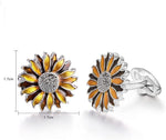El Regalo Vintage Yellow Sunflower Cufflinks for Men- Flower Cufflinks Novelty Gift for Mens-Cufflinks Fashion Jewelry