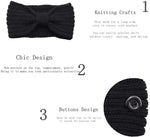 El Regalo Knitted Winter Twist Woolen Warm Headband with Buttons for Face Mask Cover | Cold Weather Hair Accessories Head Wrap | Winter Designer Headbands for Women & Men (Black)