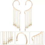 El Regalo Long Tassel Elf Ear Cuff Earrings for Women - Non Piercing Crawler Ear Wrap Bollywood Chandelier Dangle Earrings - Fairy Star & Spike Ear Clips (Spikes Tassel)
