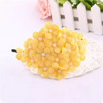 El Regalo Flower Crown Fancy Hairband/Headbands for Girls Kids - Board Flower Pearls Hair Accessories for Kids (Yellow Flowers)