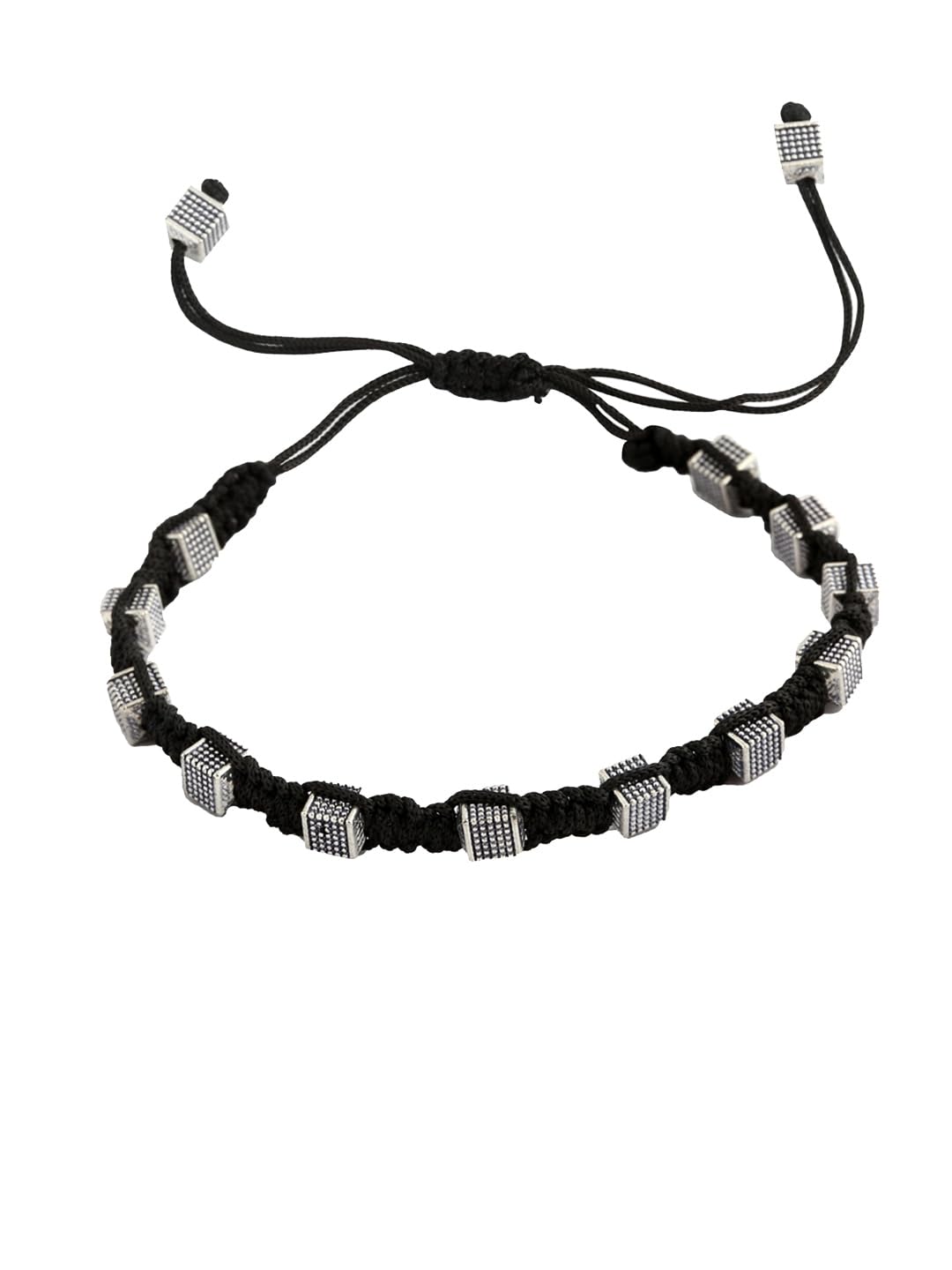 El Regalo Womens Silver-Plated & Black Thread Anklet