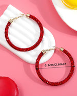 Ronglry Rhinestone Hoop Earrings for Women Glitter Hoop Earrings Bohemian Silver Sparkle Earrings Hoop Dangle Earrings for Women Large Hoop Earrings Crystal Party Earrings Prom Formal Jewelry, Crystal