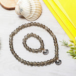 El Regalo 2 PCs Shiny Crackled Beads Kids Girls Necklace & Bracelet Jewelry Sets - Cute Kids Charms Jewelry with Sparkly Beads for Kids/Toddlers Girls (Grey Shell Jewelry)