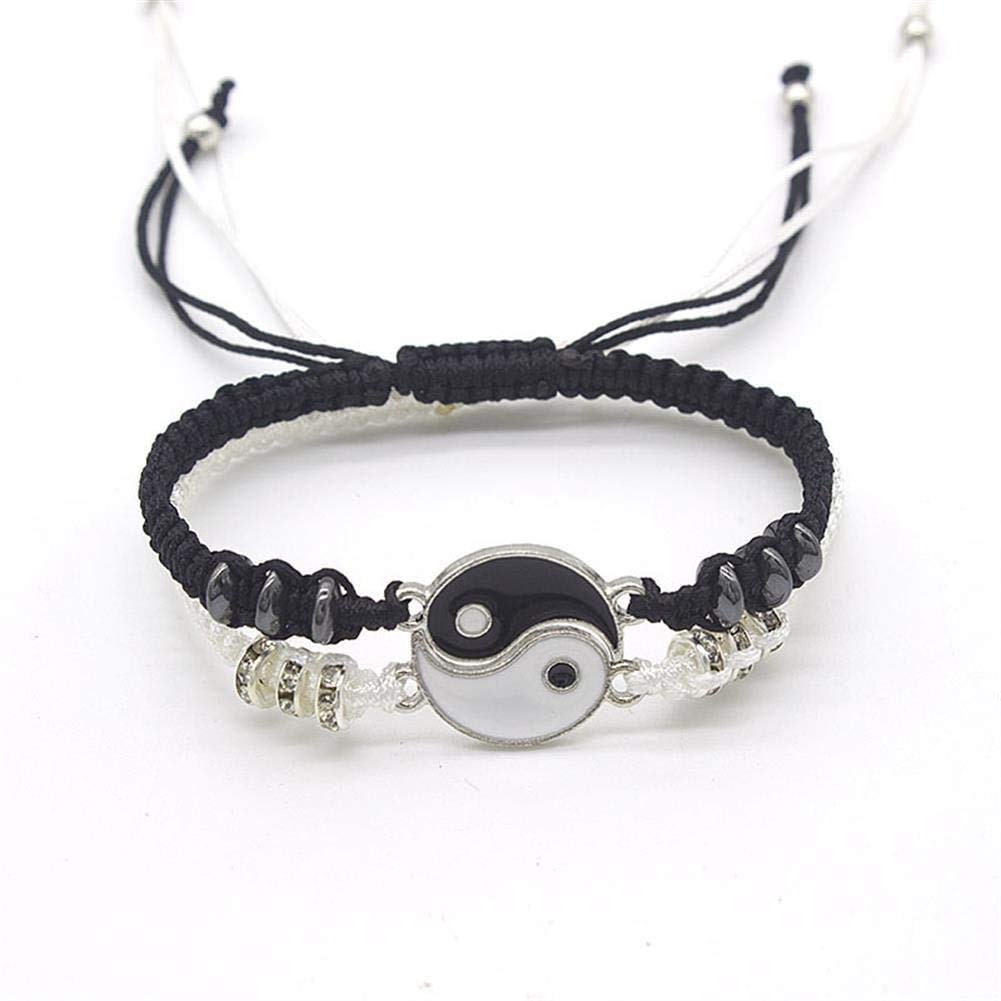 El Regalo "Ying Yang Handmade Macrame Unisex Bracelets Set | Adjustable Bracelet for Best Friends/Couple - Set of 2 (These are NOT Magnetic)