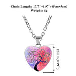 El Regalo 1 PC Tree of Life Vintage Glass Cabochon Heart Pendant Necklace for Women & Girls - Valentines Heart Jewelry for Girls & Women (Purple)