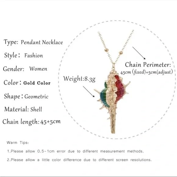 El Regalo Super Elegant & Classy Electroplated Cowrie Shell Pendant with Sleek Stainless Steel Chain- Bohemian Hawaii Fashion Summer Beach Jewelry for Girls/Women (Multi-Colored)