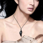 El Regalo Wolf Tooth Austria Crystal Pendant Adjustable Black Cord Unisex Necklace for Women & Men (Grey)