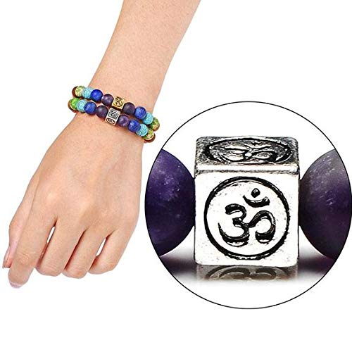 El Regalo OM 7 Chakra Rakhi for Brother Healing Yoga Beads Rakhi with shagun, Rakhi Card in Gift Box (7 Chakra OM Rakhi)