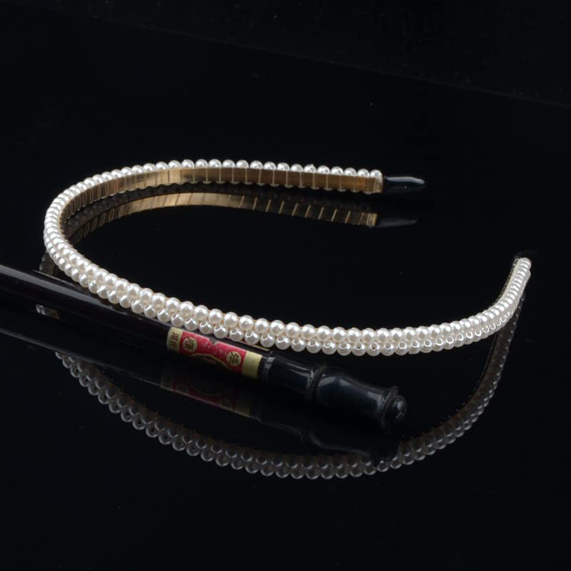El Regalo 2 PCs Pearl Beads Hair Band Headband for Kids, Girls and women | Bridal Fancy Wedding Party Pearls Hairbands (Option- 4)