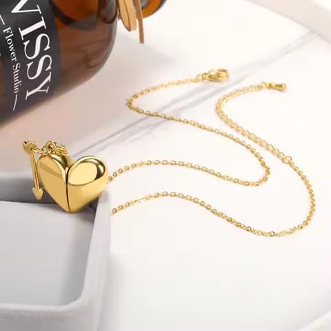 El Regalo Personalized Love Letter Openable Heart Necklace - 18K Gold Plated Secret Message Pendant with Cupid Arrow, Romantic Jewelry for Women & Girls, Valentine's, Birthday & Anniversary