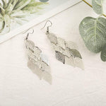 El Regalo 1 Pair Pretty Leaves Bunch Chandelier Earrings for Girls & Women- Boho Lightweight Hollow Filigree Leaves Drop Earrings (Silver)