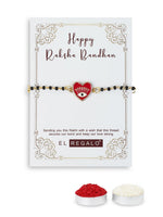 El Regalo Cute Evil Eye Nazaria Bracelet Rakhi for Babies/Kids with Roli Chawal, Rakhi Message card in Rakhi Gift Box- Baby Nazaria Rakhi (Heart Evil Eye Nazaria Rakhi)