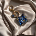 El Regalo Royal Blue Evil Eye Keychain Name Initial Letters- Alphabet Letter Keyring with Evil Eye Charm - Unisex Stylish Bag Charm, Keyring, Gift for Friends & Family (N Letter)