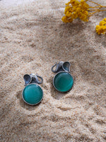 El Regalo 1Pair Oxidized German Silver Ganesha Elephant Stone Stud Earrings- Handcrafted Unique Earrings with Color Stone Options (silky Green)