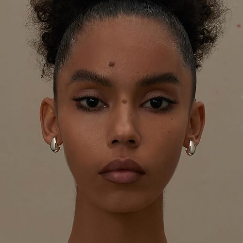 El Regalo 1 Pair Stainless Steel Teardrop/Waterdrop Bold Fashion Statement Earrings- Anti Tarnish, Hypoallergenic Chunky Bottega Earrings (Silver)