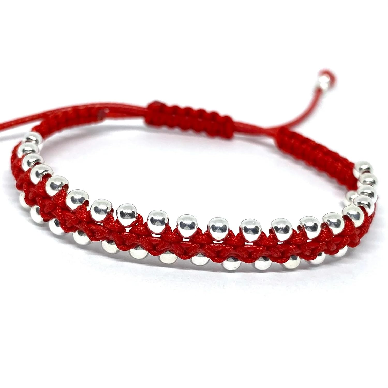 El Regalo Womens 2 Pcs Handmade Beaded Nazaria/Nazar Bracelet Cum Anklet Set- Black & Red Thread Anklet/Bracelet Set (Red Silver)