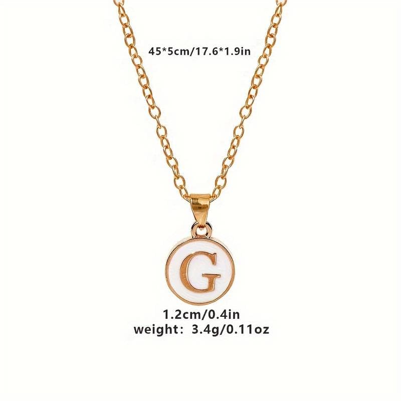 El Regalo Unisex Personalized Name Initial Letters Pendant Necklace-Enamelled Name Initials Pendant with Stainless Steel Chain (G)