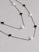 El Regalo Pearls Multilayer Long Necklace for Girls/Women- Elegant Long Sweater Chain Statement Pearls Necklace Jewelry Accessories Dressy Collocation (Flower Pearl Chain)