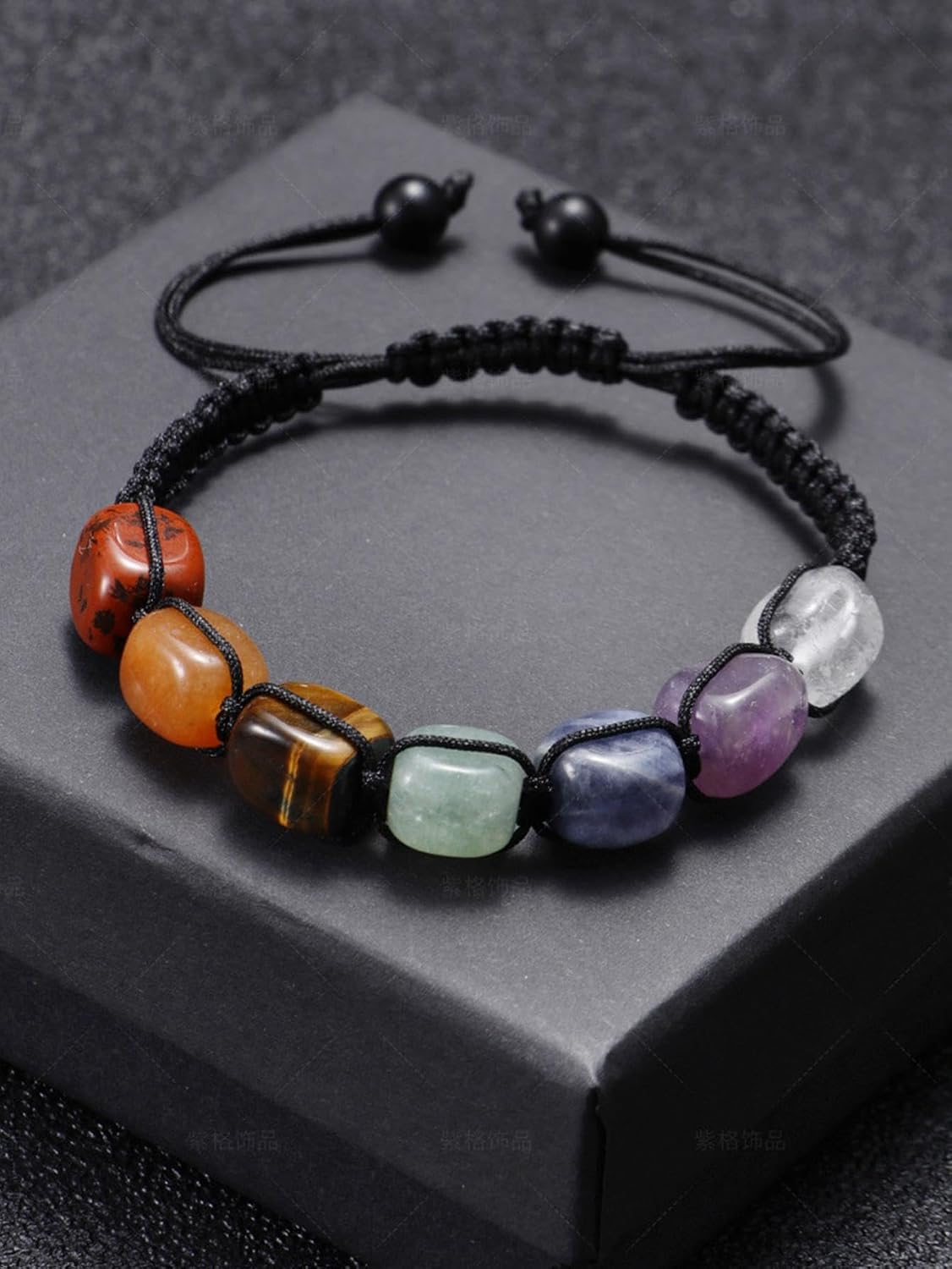 El Regalo 1 PC 7Chakra Natural Stones Unisex Bracelet Rakhi for Brother | Chakra Stones Healing Crystal Thread Rakhi for Bhai with Roli Chawal Shagun, RakhiMessage Card in Rakhi Gift Box