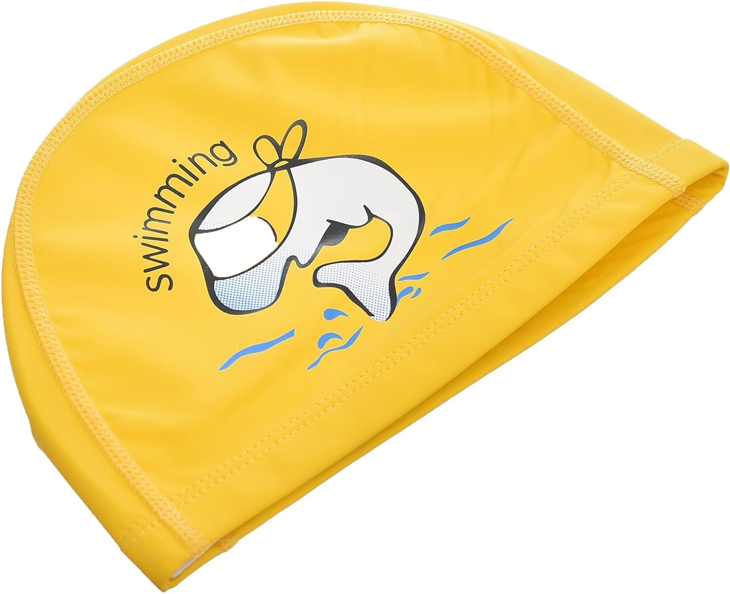El Regalo 1PC of Cute Kids Dolphin PU Swimming Caps for Girls & Boys- Waterproof, Animal Print Swimming Cap (for Kids 6-12 Years) (Yellow Fish Swim Cap)