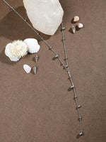 El Regalo Titanium Steel Long Silver Beads Chain Western Necklace - Glamorous Circular Accents and Deep Chain Drop