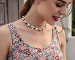 El Regalo Bohemian Style Cowrie Shell Beads Collar Choker Necklace for Girls & Women | Retro Style Cowrie Sea Shell Handmade Beach Choker Necklace (Black Knot)